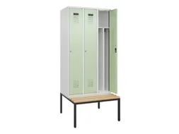 locker met bank,voor scheiding van kleding,HxBxD 2120x900x815mm,3vak