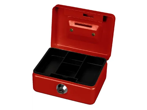 Geldkist MAUL met muntgleuf en slot 125x95x60mm rood