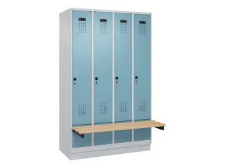 locker met bank,HxBxD 1950x1200x815mm,4vak,vak B 300mm,draaigrendel - 2