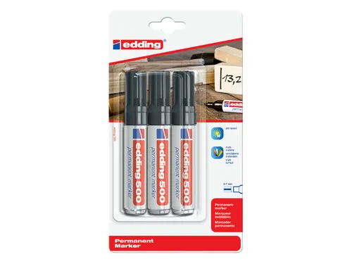Viltstift edding 500 schuin zwart 2-7mm blister à 3st