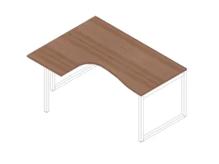 hoek-bureau,HxBxD 730x1600x1200mm,blad canaletto-hout,verdieping links - 1