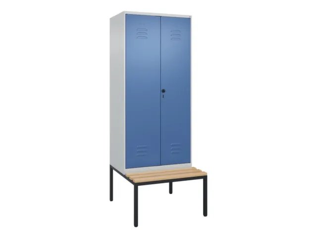 PBM-locker met bank,HxBxD 2120x800x815mm,2vak,vak B 400mm,draaigrendel