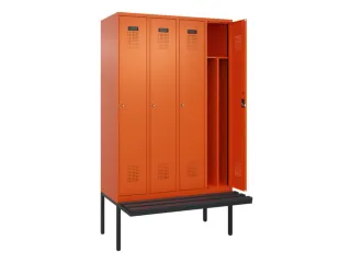 locker met bank,voor scheiding van kleding,HxBxD 2120x1200x815mm,4vak - 1
