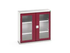 vitrinekast 1000x1050x350mm 2xStalen bodem romp RAL7035 front RAL3004