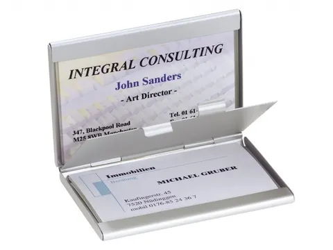 Visitekaartetui Sigel Twin zilver 2 vakken