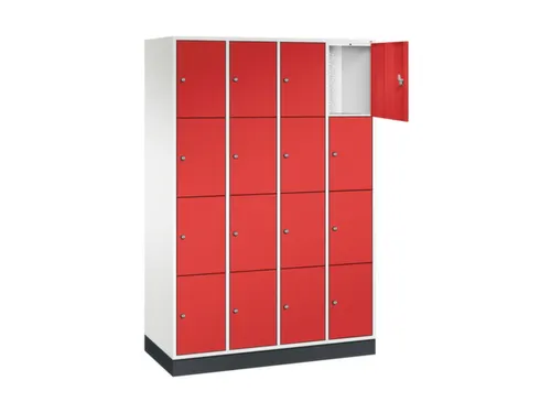lockerkast,HxBxD 1950x1220x500mm,4x4vakken,cil.-slot,sokkel