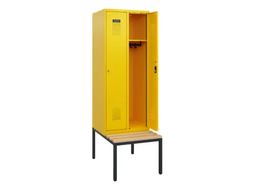 locker met bank,HxBxD 1950x600x815mm,2vak,vak B 300mm,cilinderslot