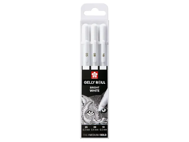 Gelschrijver Sakura Gelly Roll Classic set à 3 breedtes wit