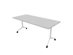 klaptafel,HxBxD 750x1800x800mm,hoekig,T-voet wit,ovale buis,blad grijs