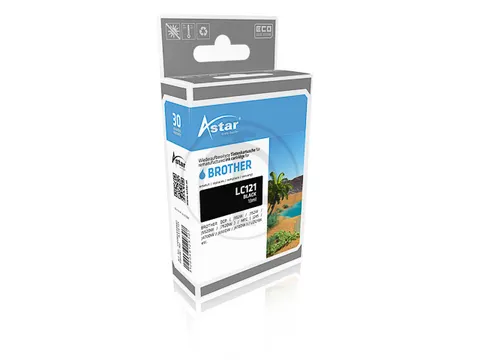 Astar Brother LC121BK MFCJ Inkt Zwart Rebuilt 300 Pagina's 7.1ml