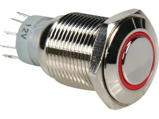 Ronde Metalen Schakelaar Switch Spdt 1NO 1NC - Rode Ring - 1