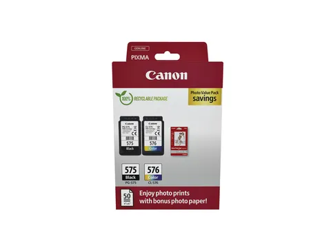 Inktcartridge Canon PG-575 CL-576 zw + kl + papier
