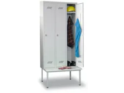 locker met bank,RAL 7035,HxBxD 2150x1200x500mm,3vak,vak B 400mm