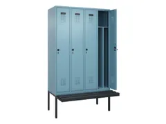locker met bank,voor scheiding van kleding,HxBxD 2120x1200x815mm,4vak