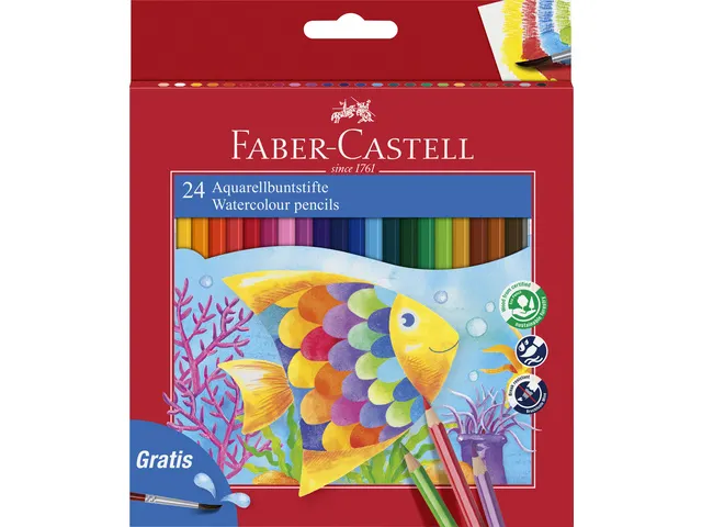 Aquarelpotlood Faber-Castell etui a 24 stuks + penseel
