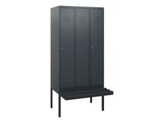 locker met bank,HxBxD 1950x900x815mm,3vak,vak B 300mm,cil.-slot - 1