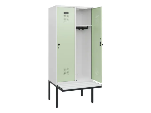 locker met bank,HxBxD 1950x800x815mm,2vak,vak B 400mm,draaigrendel