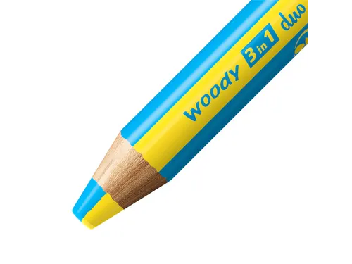 Kleurpotloden STABILO 882 woody 3 in 1 duo puntenslijper ass 6st