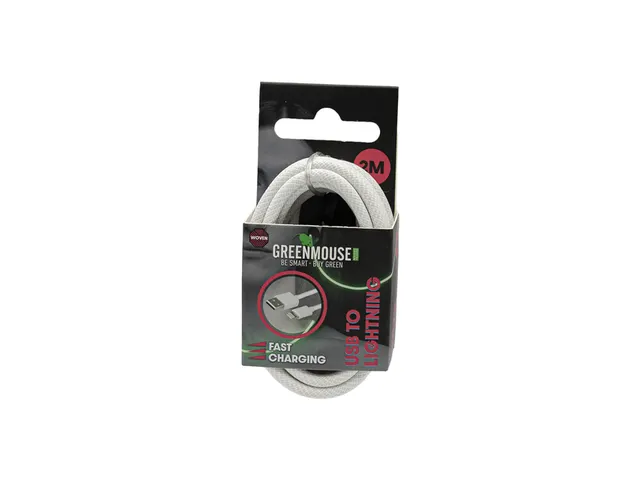 Kabel Green Mouse USB-A to Lightning data Woven 2m blisterverpakking
