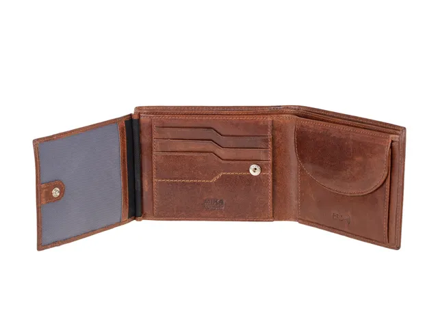 Portefeuille Mika bruin leer RFID 13,5x11x3,5cm