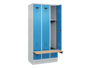 locker met bank,HxBxD 1950x900x815mm,3vak,vak B 300mm,cilinderslot - 1
