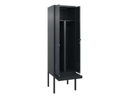 PBM-locker met bank,HxBxD 2120x600x815mm,2vak,vak B 300mm,draaigrendel