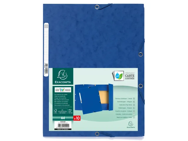 Elastomap glanskarton 400 3 klep blauw