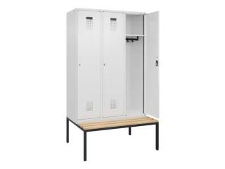 locker met bank,HxBxD 2120x1200x815mm,3vak,vak B 400mm,cilinderslot - 1