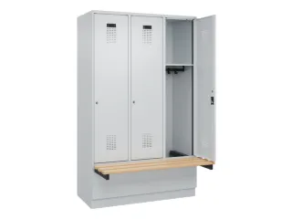 locker met bank,HxBxD 1950x1200x815mm,3vak,vak B 400mm,cilinderslot - 1