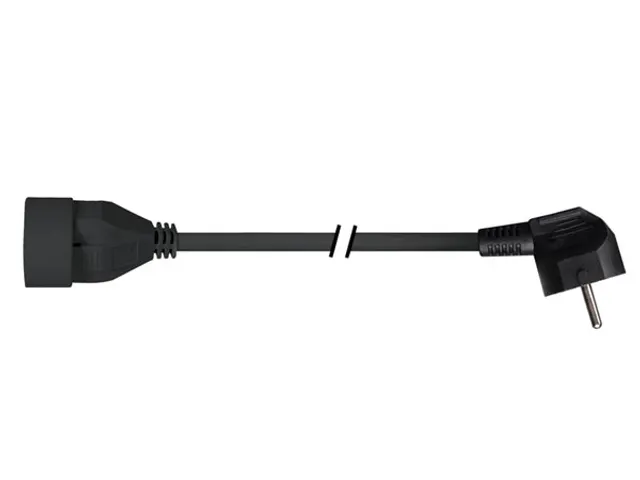 Verlengkabel 1.5 M 90° Stekker Zwart Penaarde Schuko