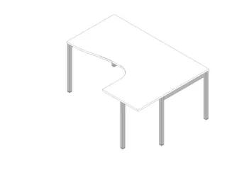 Hoekbureau 730X1600X1200Mm Wit Verdieping Rechts 4-Voeten Aluminium - 2