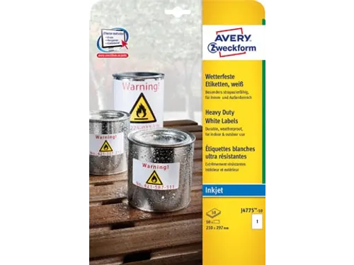 Avery weerbestendige etiketten 210 x 297 mm 10 stuks