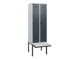 locker met bank,HxBxD 1950x600x815mm,2vak,vak B 300mm,draaigrendel - 2