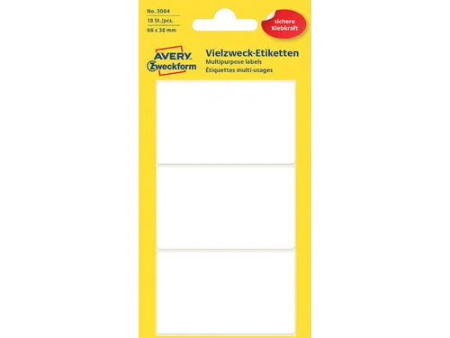Etiket Avery Zweckform 3084 66x38mm wit 18stuks