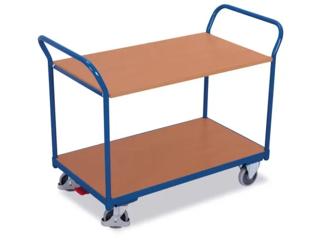 Tafelwagen 200kg 1000x600mm 2 Etages Ral5010 Houten Plaat