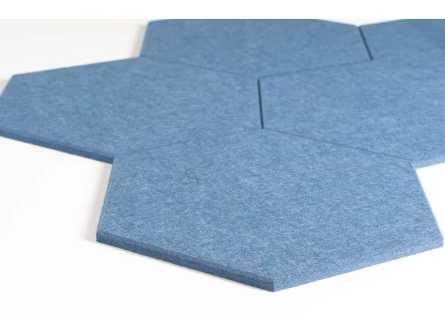 Akoestische PET-vilt Hexagon tegels blauw 30x26cm 22 stuks