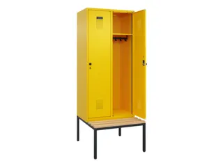 locker met bank,HxBxD 2120x800x815mm,2vak,vak B 400mm,draaigrendel - 2