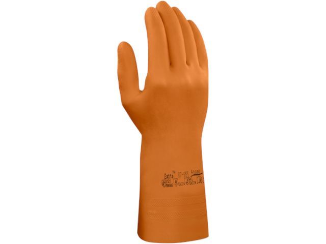 Dempsey kop haar Handschoen Alphatec 87-955 Oranje Latex Gevlokt Maat 8.5-9 |  WerkhandschoenOnline.nl