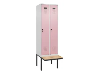 locker met bank,HxBxD 2120x600x815mm,2vak,vak B 300mm,draaigrendel - 3