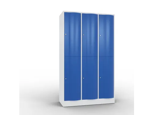 lockerkast,HxBxD 1950x1150x540mm,3x2vakken,romp RAL7035,front RAL5010