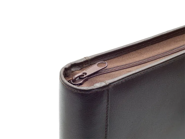 Schrijfmap Economy A4 Licht Generfd Ring+rits Bruin