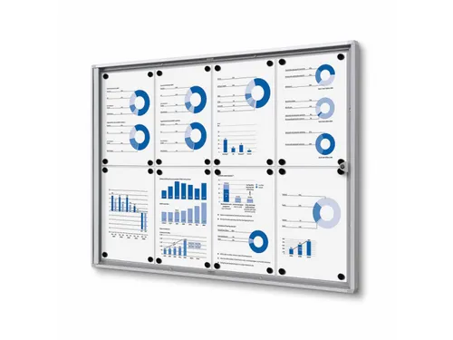 Vitrinekast Mededelingenbord Indoor Economy 8xA4 Zilver