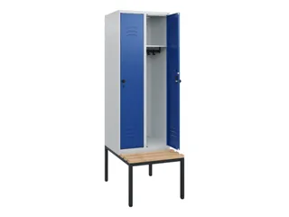 locker met bank,HxBxD 1950x600x815mm,2vak,vak B 300mm,draaigrendel - 2