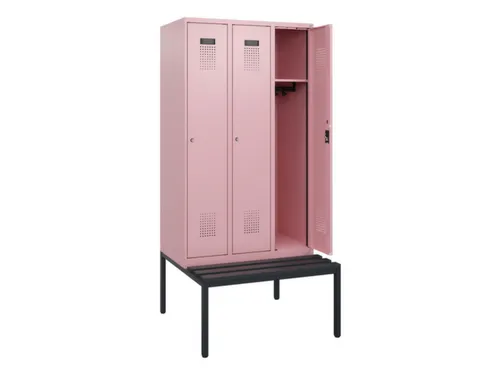 locker met bank,HxBxD 1950x900x815mm,3vak,vak B 300mm,cilinderslot