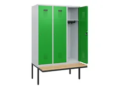 locker met bank,HxBxD 1950x1200x815mm,3vak,vak B 400mm,cilinderslot