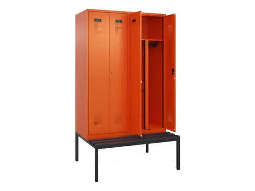 PBM-locker met bank,HxBxD 2120x1200x815mm,4vak,vak B 300mm