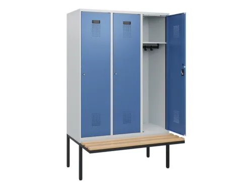 locker met bank,HxBxD 1950x1200x815mm,3vak,vak B 400mm,cilinderslot