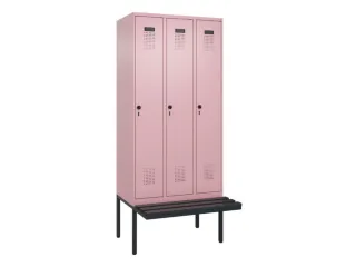 locker met bank,voor scheiding van kleding,HxBxD 2120x900x815mm,3vak - 2