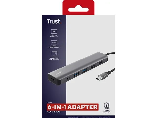 Trust Dalyx 6-in-1 USB-C Multiport Adapter met HDMI 4K