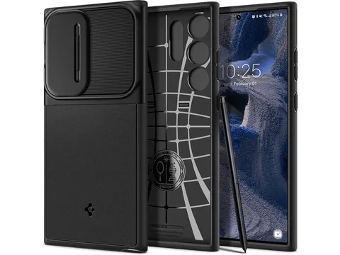 Spigen Optik Armor Samsung Galaxy S23 Ultra Hoesje Camera Slider Zwart